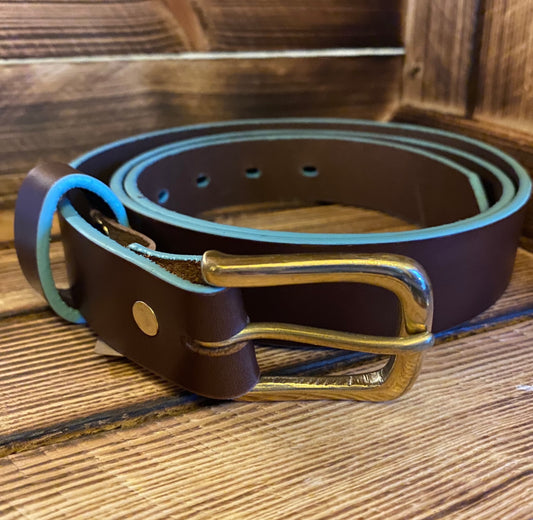 Skinny Brown & Battleship Blue Belt