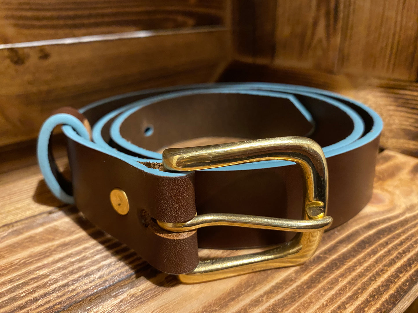 Chunky Brown & Battleship Blue Belt