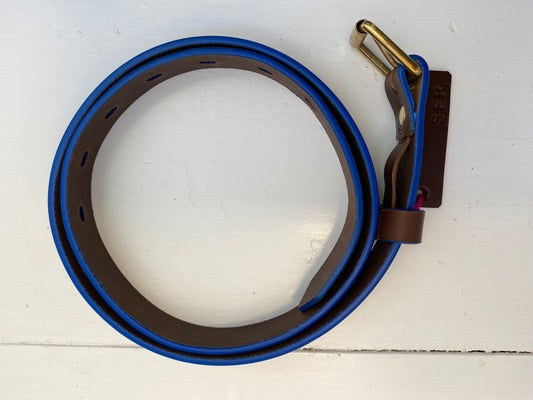 Slim Brown & Cobalt Blue Belt