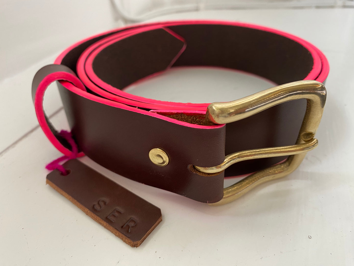 Chunky Brown & Flamingo Belt